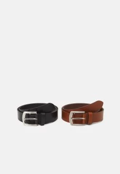 Pier One Leather 2 Pack - Ceinture - Cognac/Black