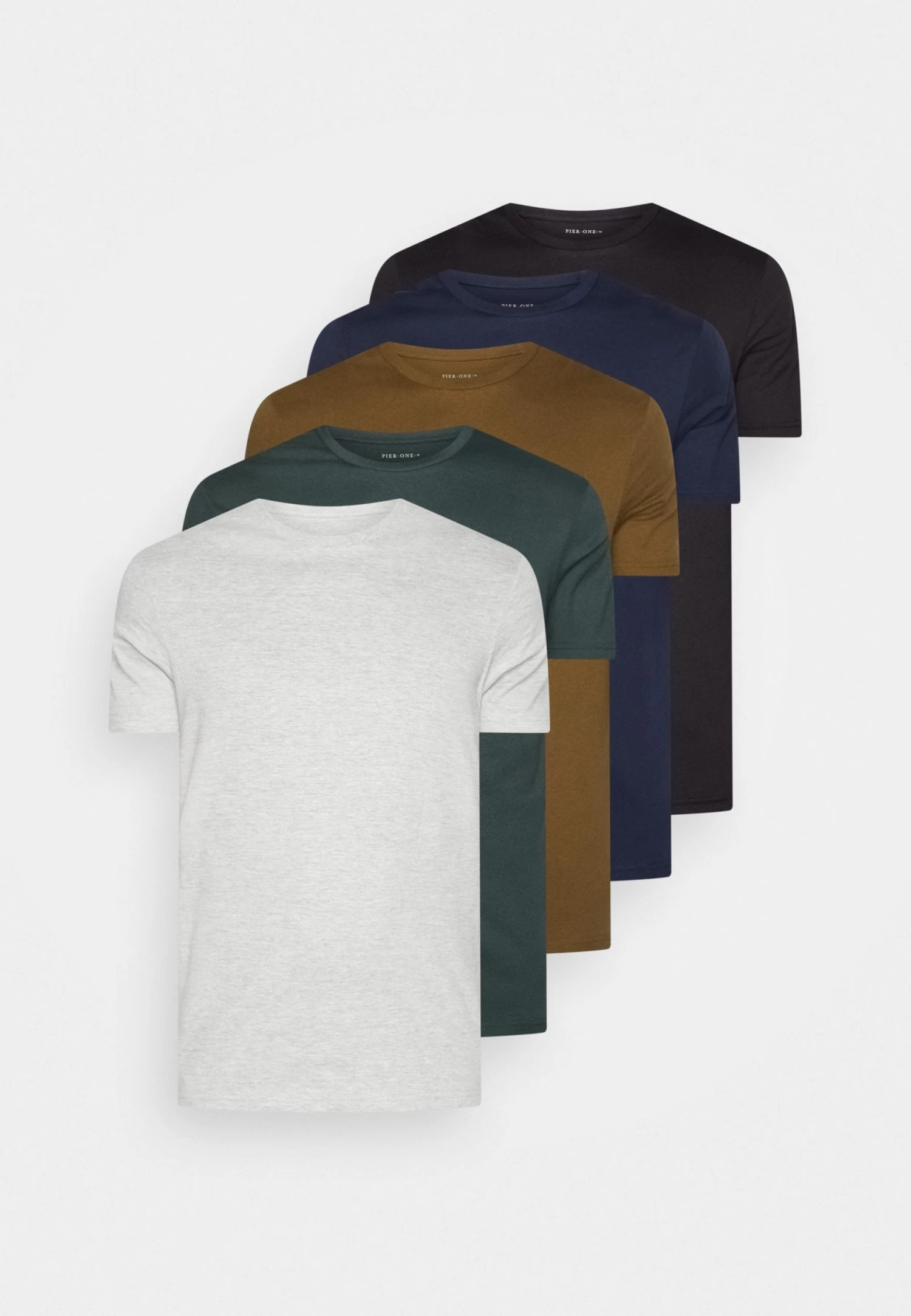 Pier One Unisex 5 Pack - T-Shirt Basique - Black /Dark Blue/Dark Green â Image 8