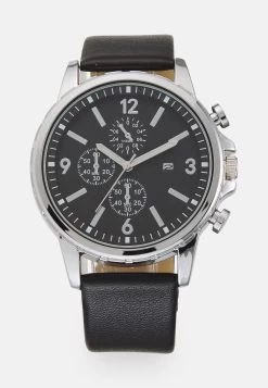 Pier One Unisex - Montre Ă Aiguilles - Black/Silver-Coloured