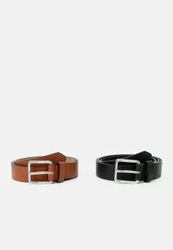 Pier One 2 Pack - Ceinture - 802 - Black_708 - Cognac